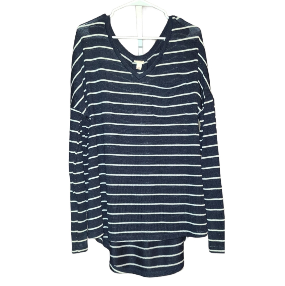 Navy striped pocket sweater